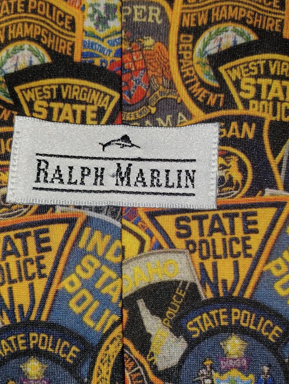 Vintage 1995 State Police novelty necktie  USA made by Ralph Marlin
